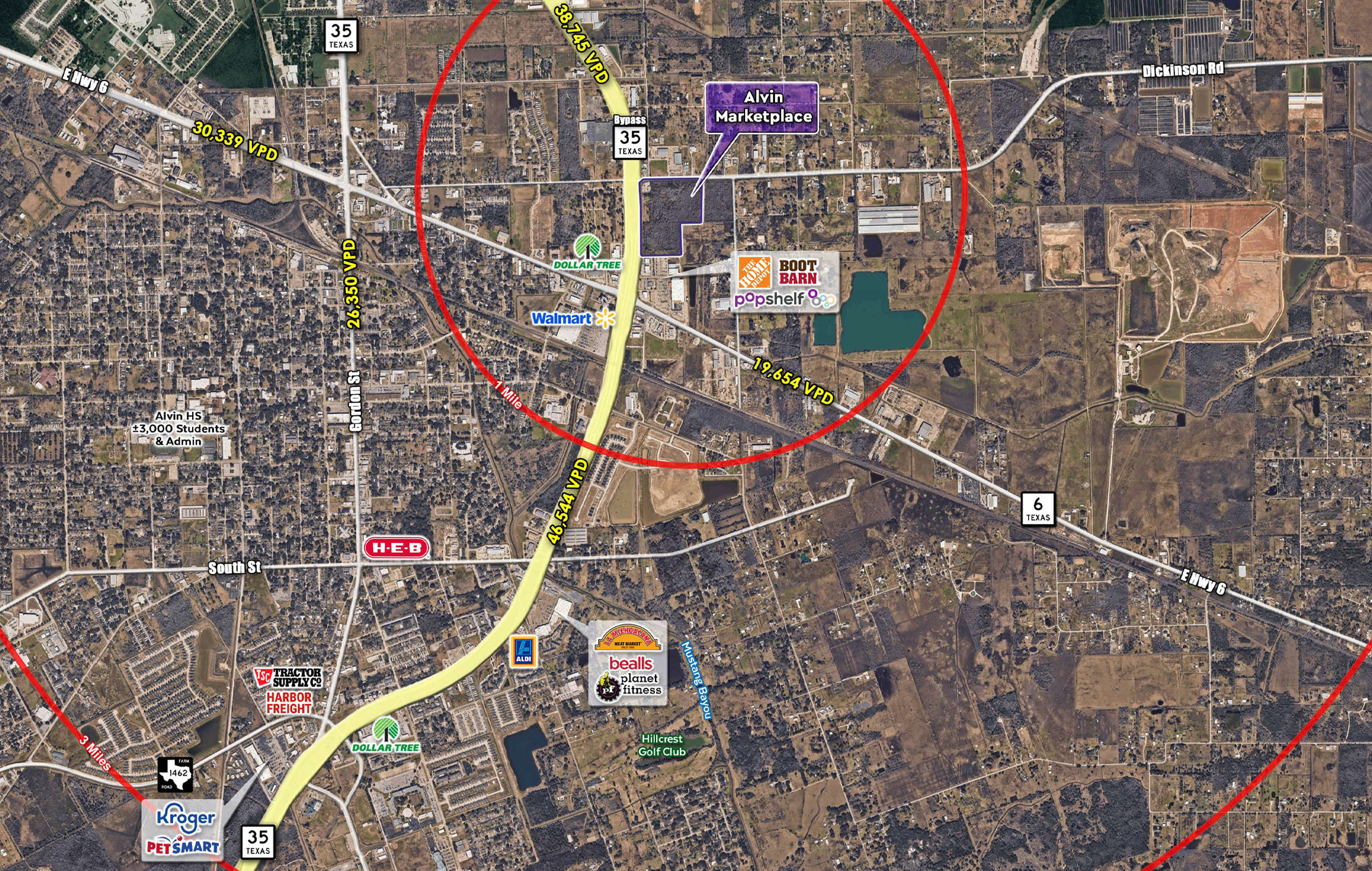 Aerial Photo of ALVIN MARKETPLACE in Texas: Greater Houston Area