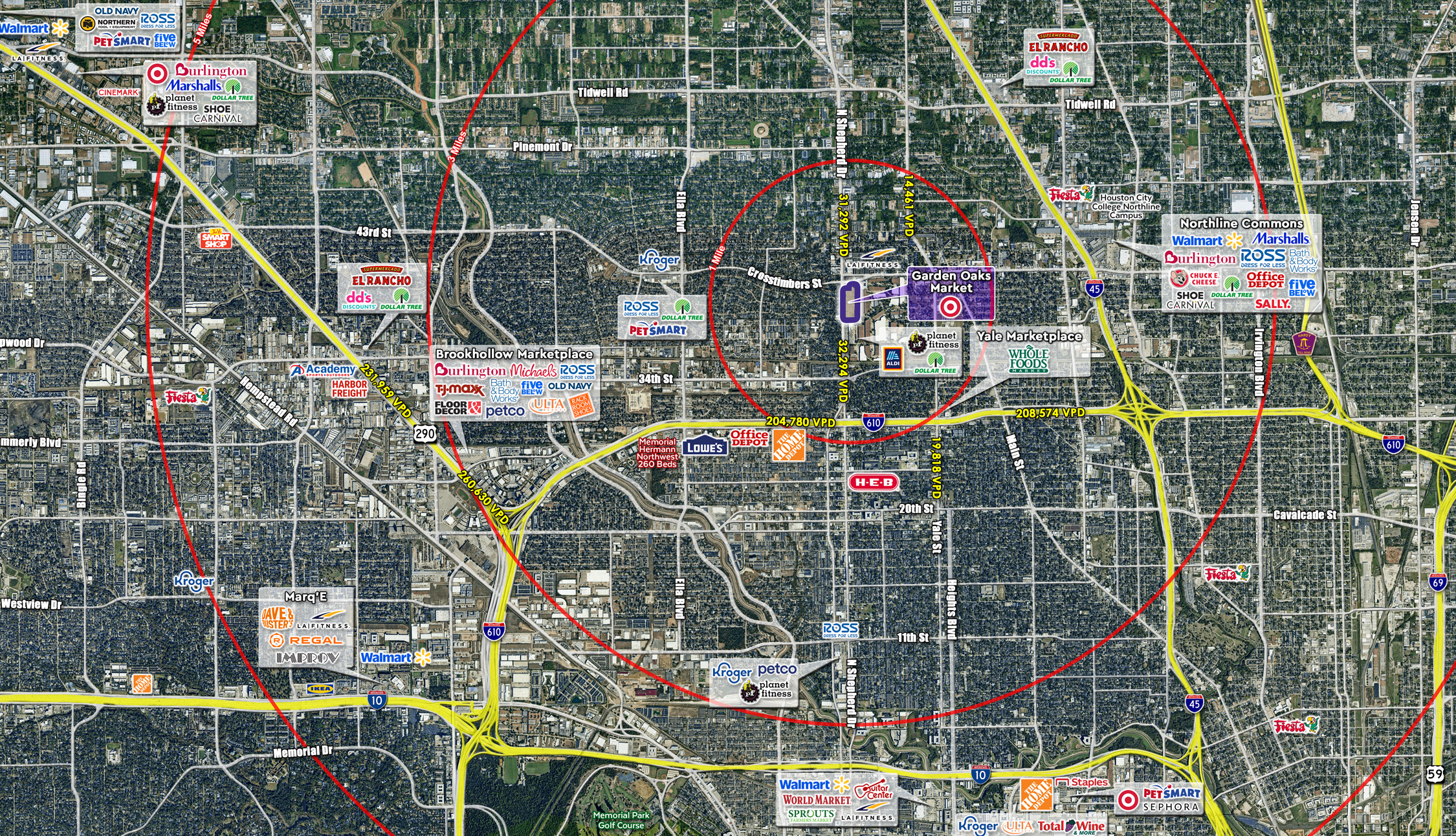 Aerial Photo of GARDEN OAKS MARKET in Texas: Greater Houston Area