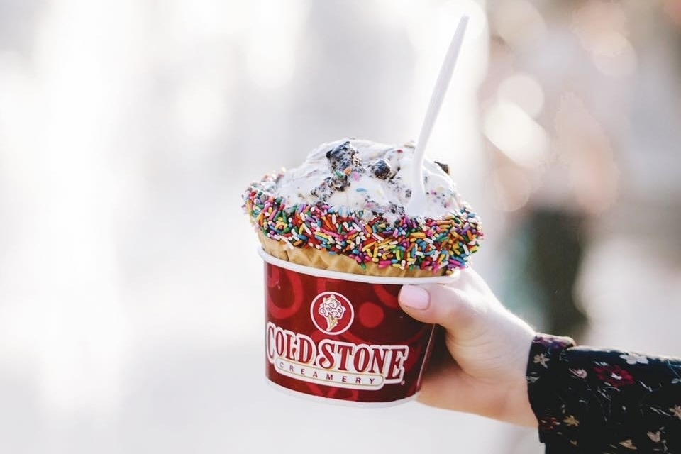 The dessert chain is known for preparing its ice cream on a frozen granite countertop. (Courtesy Cold Stone Creamery)